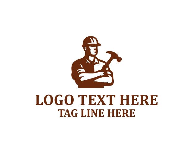 Roofing Worker Brand Logo