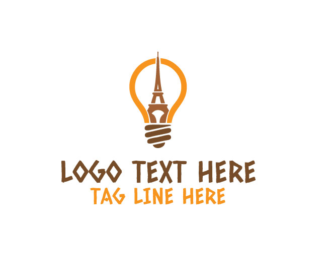  Eiffel Tower Bulb Logo Simple Design