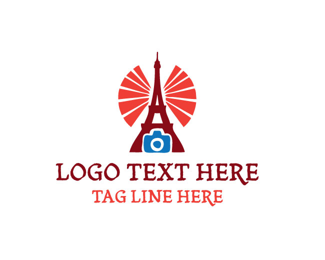 Eiffel Tower Camera Logo Simple Style