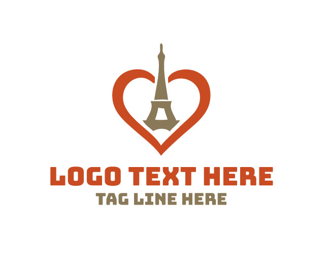 Eiffel Tower Heart Logo Simple Design