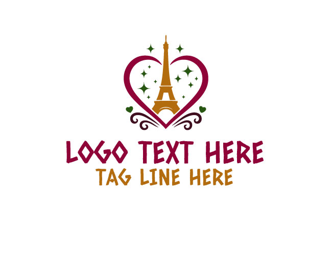 Eiffel Tower Heart Logo Creative Design