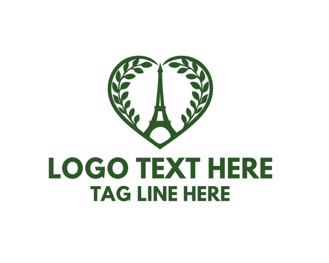 Eiffel Tower Heart Logo Clean Style design