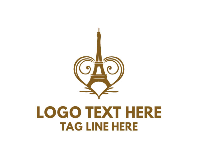 Eiffel Tower  Logo Simple Heart
