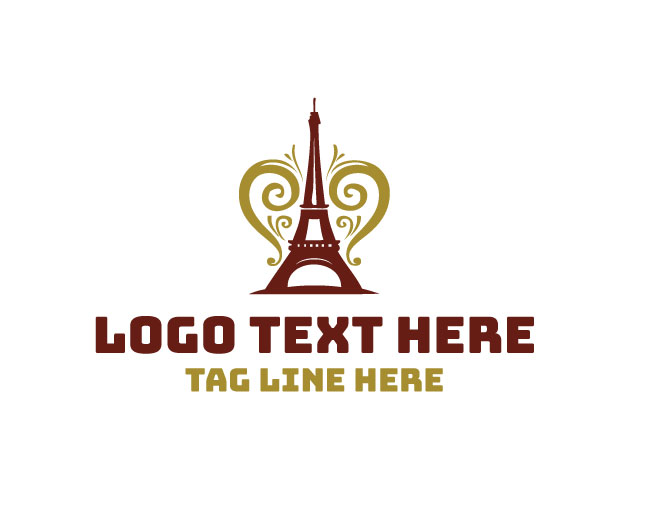Eiffel Tower Heart Logo Love Style