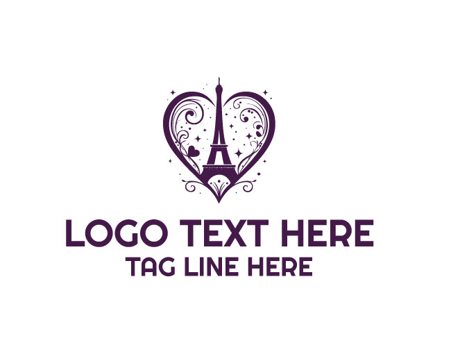 Eiffel Tower Heart Logo Clean Love