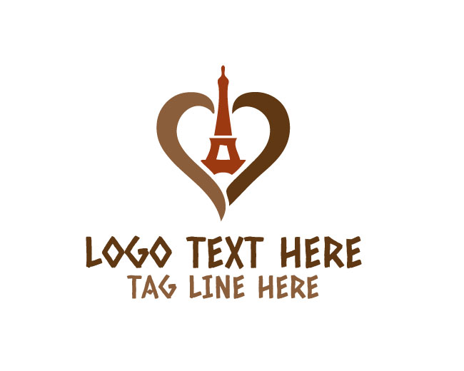 Eiffel Tower Heart Logo Minimal Love