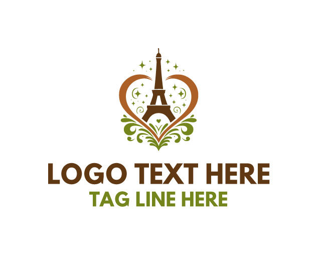 Eiffel Tower Heart Logo Simple Romance