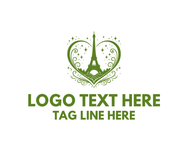 Eiffel Tower Heart Logo Clean Romance