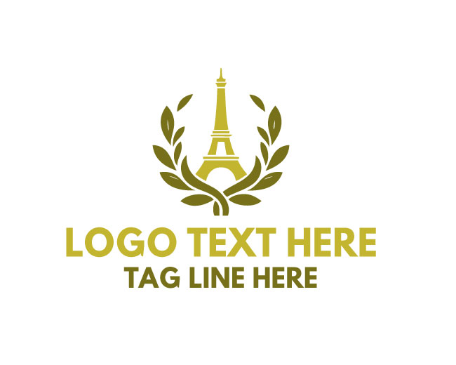 Eiffel Tower Leaf Simple Design Logo