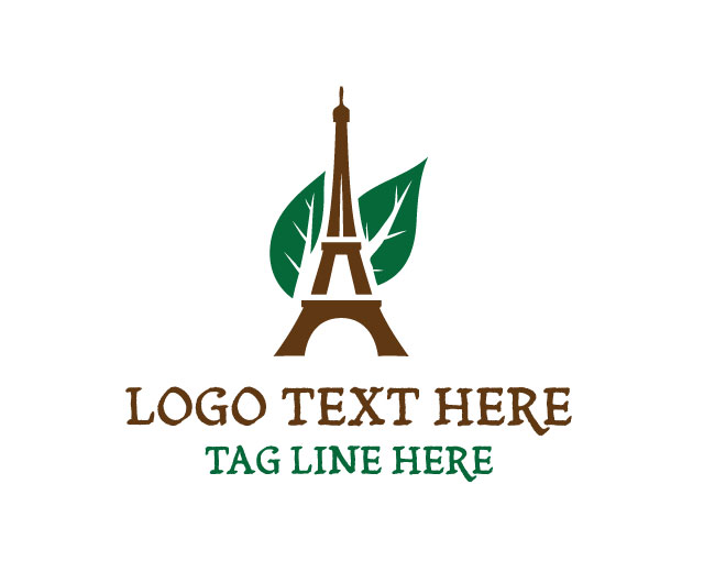 Eiffel Tower Leaf Minimal Style Logo