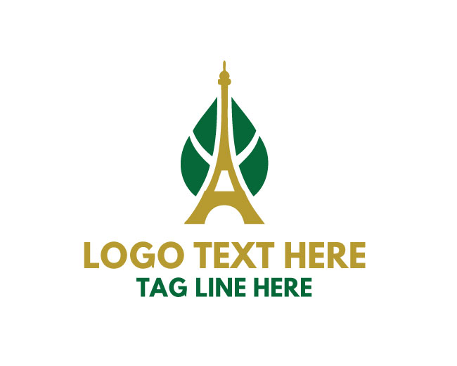 Eiffel Tower Leaf Clean Design Logo