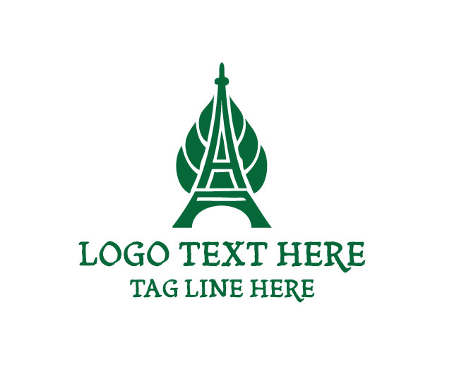 Eiffel Tower Leaf Clean Style Logo