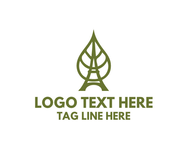 Eiffel Tower Leaf Minimal Form Logo