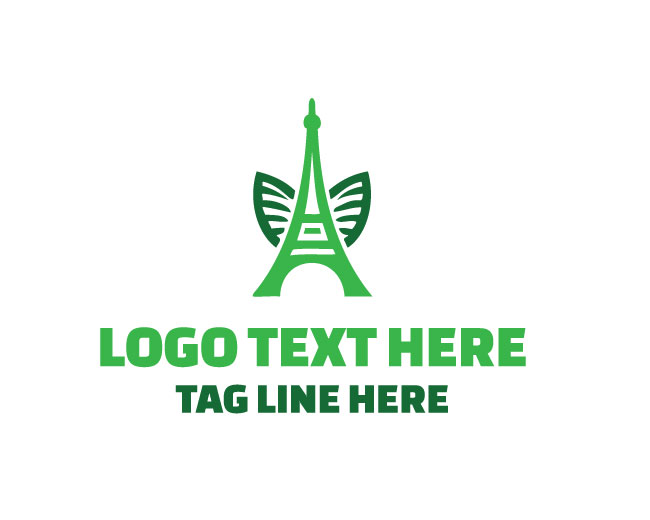 Eiffel Tower Leaf Simple Concept Logo