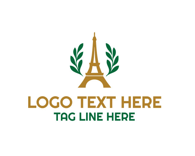 Eiffel Tower Leaf Green Style Logo
