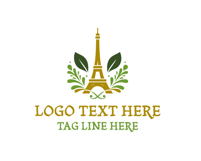Eiffel Tower Leaf Minimal Nature Logo