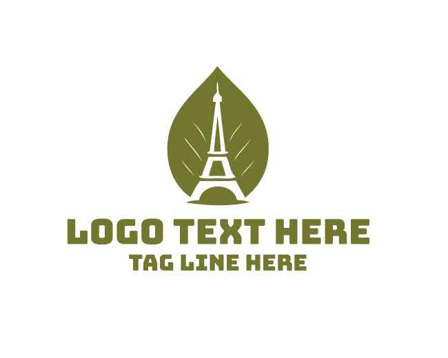 Eiffel Tower Leaf Simple Nature Logo