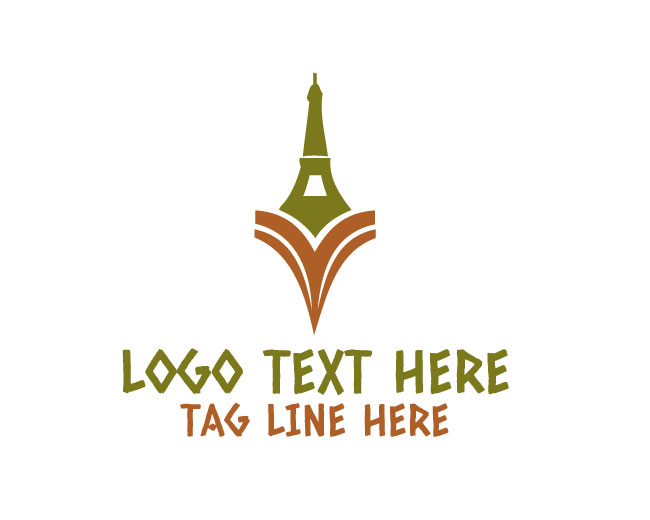  Eiffel Tower Pen Simple Design Logo
