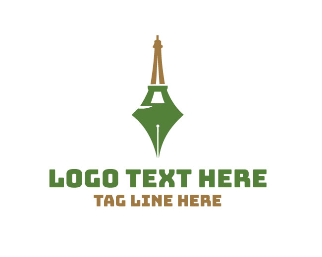  Eiffel Tower Pen Minimal Style Logo