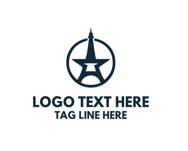 Eiffel Tower Star Simple Design Logo