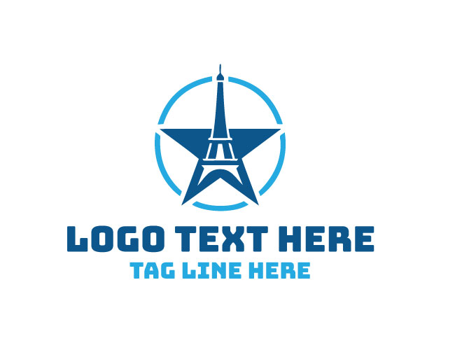 Eiffel Tower Star Clean Design Logo