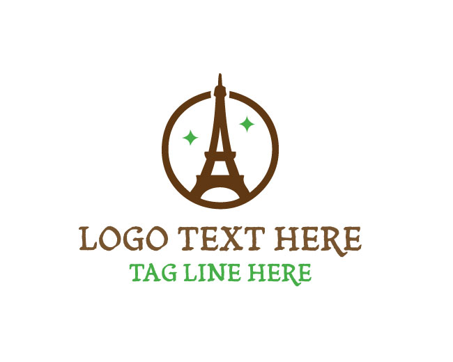 Eiffel Tower Star Minimal Form Logo