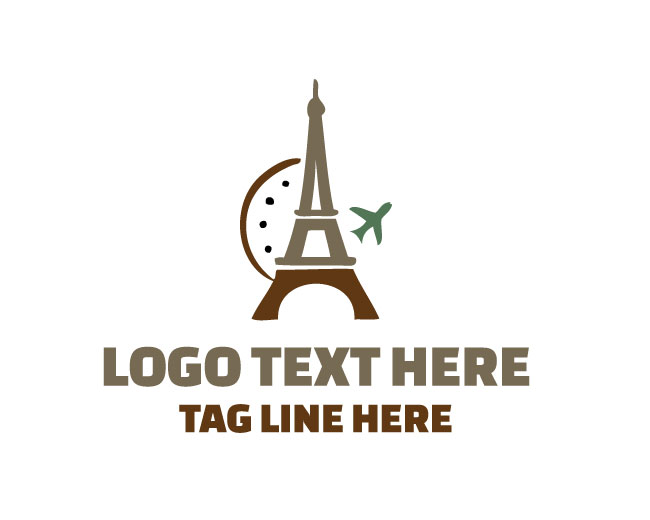  Eiffel Tower Travel Plane Logo