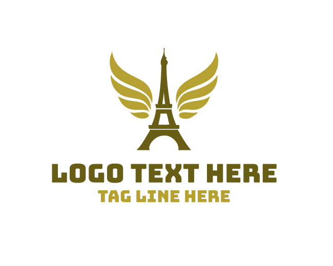 Eiffel Tower Wings Minimal Style Logo