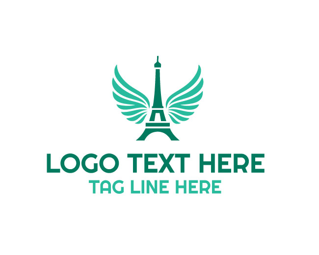 Eiffel Tower Wings Clean Design Logo