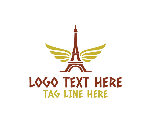 Eiffel Tower Wings Simple Style Logo