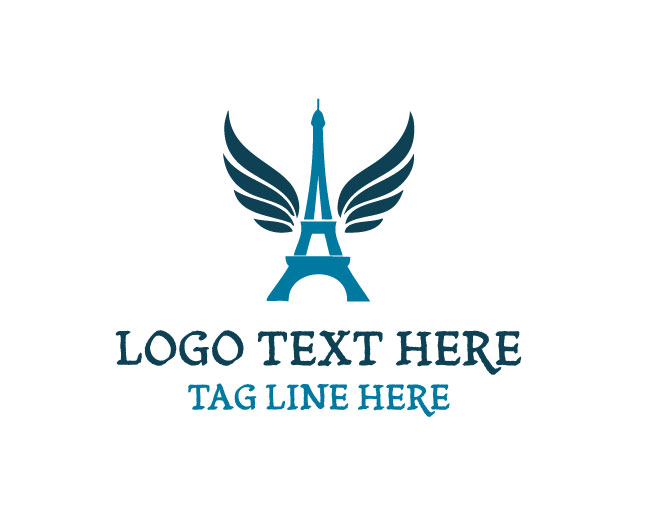Eiffel Tower Wings Clean Style Logo