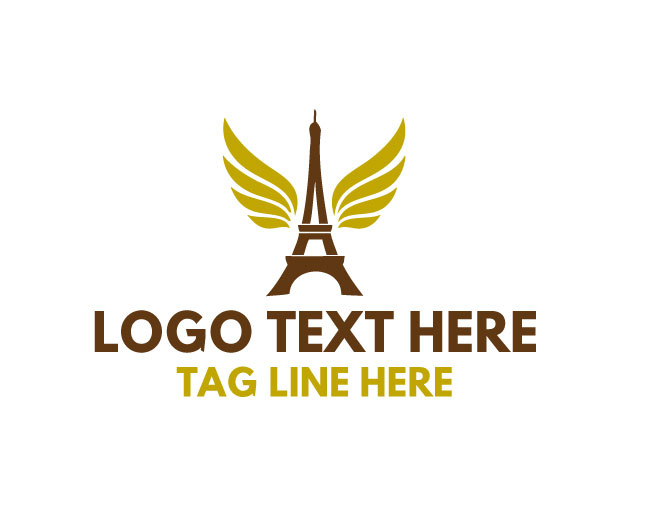 Eiffel Tower Wings Flight Style Logo