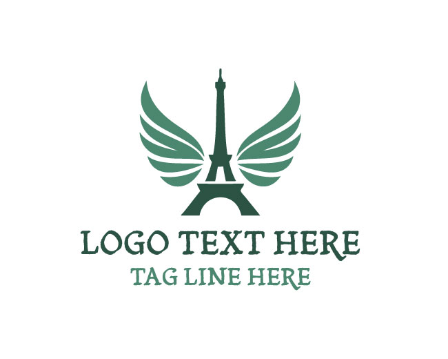 Eiffel Tower Wings Aviation Design Logo