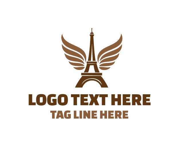 Eiffel Tower Wings Adventure Design Logo