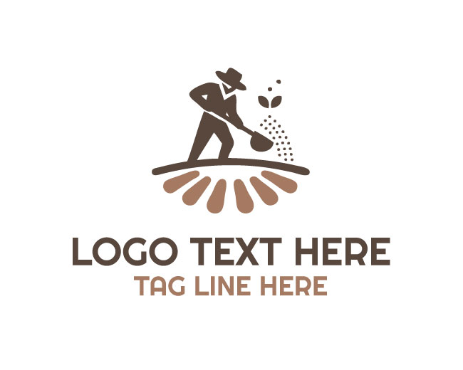 Seed Sower Farmer Soil Planting Logo