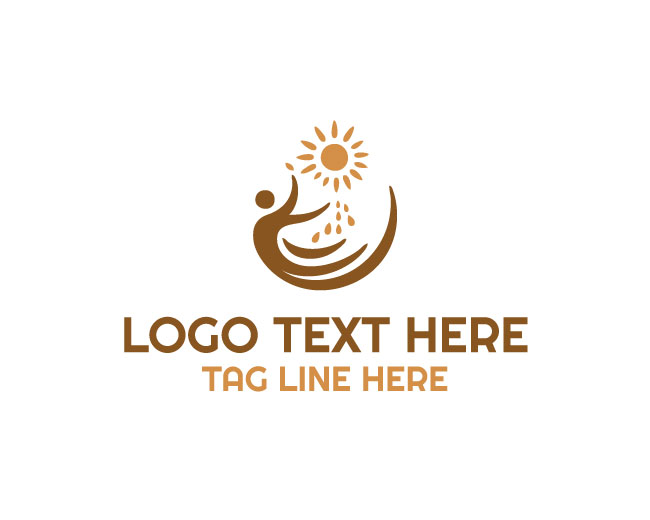 Seed Sower Farmer Natural Field Logo