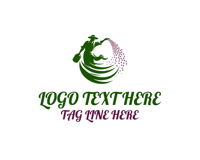 Seed Sower Farmer Crop Growth Logo
