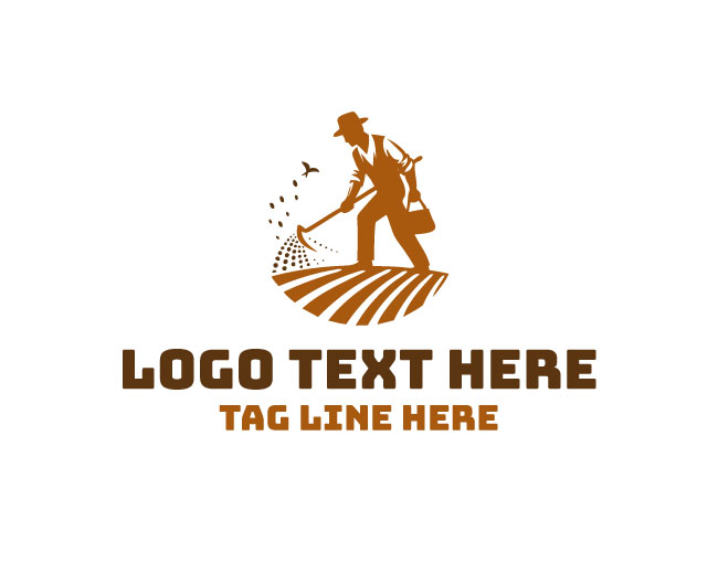 Seed Sower Farmer Organic Field Logo