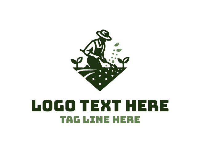 Seed Sower Farmer Farm Land Logo