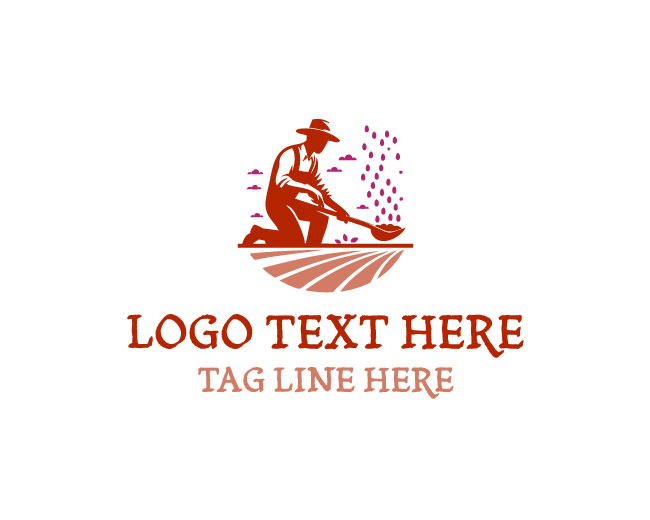 Seed Sower Farmer Eco Agriculture Logo