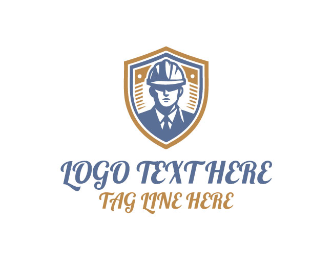 Construction Worker Shield Logo