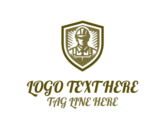 Construction Worker Shield Logo