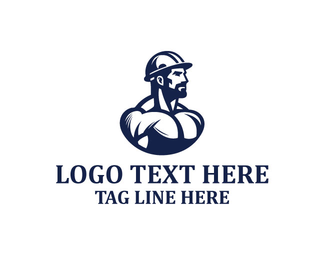 Strong Construction Worker Logo