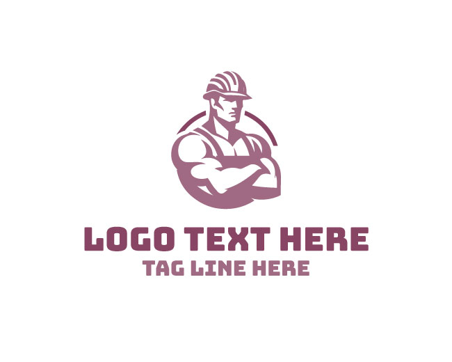 Construction Worker Body Builder Logo