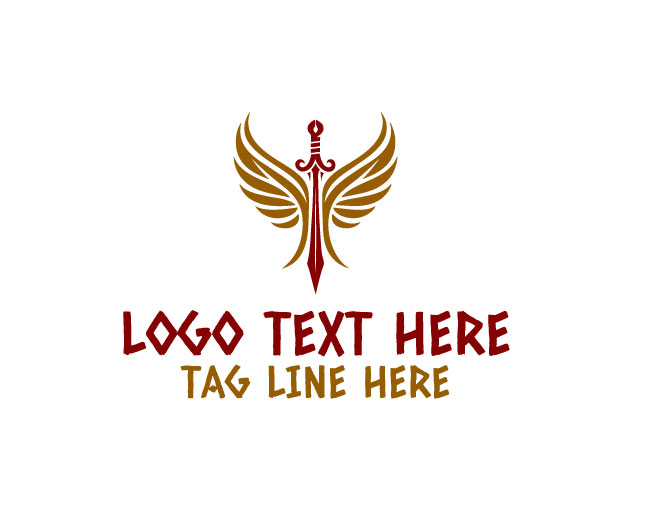 Wings Sword Minimal Logo