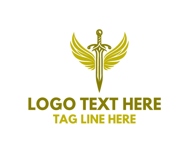 Wings Sword Angel Warrior Logo