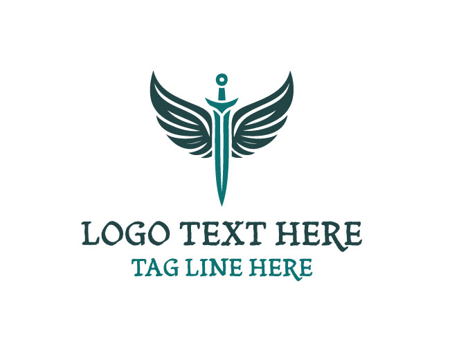 Wings Sword Battle Crest Logo