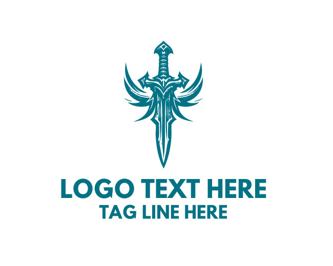 Wings Sword Fire Blade Logo