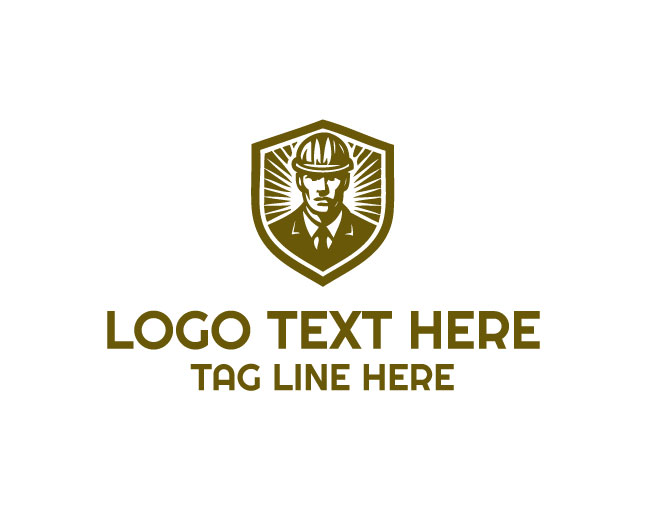 Construction Worker Shield Logo
