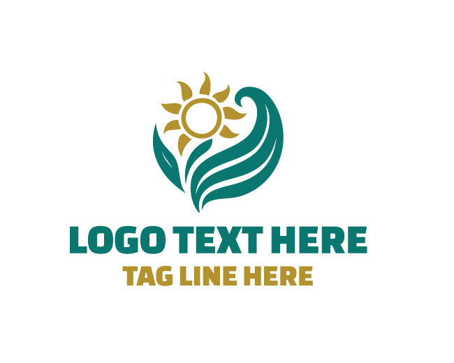 Leaf Sun Organic Nature Logo